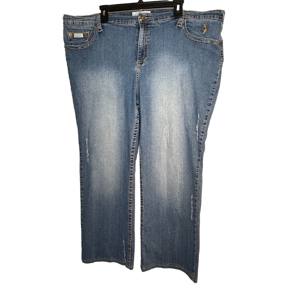 Baby Phat y2k denim jeans distressed Medium Straight Kimora Lee Simmons 24 plus